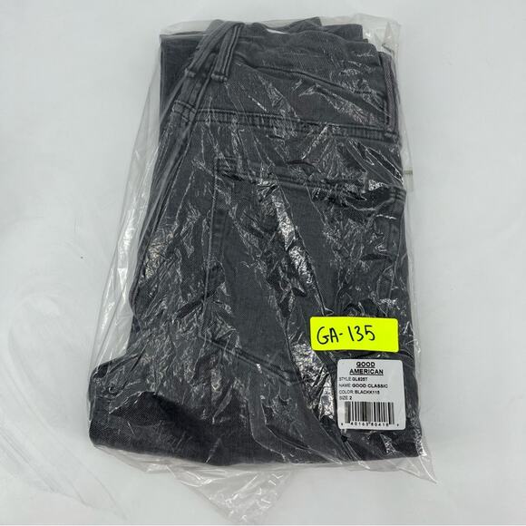 GOOD AMERICAN Good Classic High Waist Skinny Jean Faded Washed Black Gray NEW - Picture 3 of 5